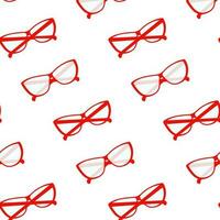 Seamless pattern of elegant stylized glasses with transparent lenses in red frame. Teachers day. EPS vector