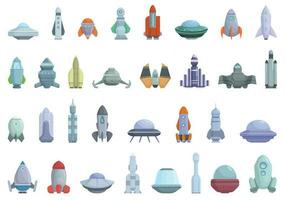 Spaceship icons set cartoon vector. Rocket space vector