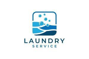 logo diseño lavandería icono Lavado máquina con burbujas para negocio ropa lavar limpia moderno modelo. vector