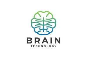 Brain outline line art  logo vector icon.