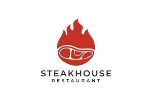 BBQ and Steakhouse logo, logo template for steakhouse restaurant. vector