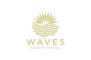 Luxury  line logo design with simple and modern shape of sea water wave. vector