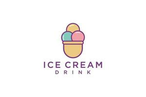 Ice cream premium logo. Kids friendly concept for tasty ice cream dessert. vector