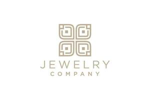 Luxurious jewelry with line art style logo icon design template. Elegant, gold, flat vector. vector