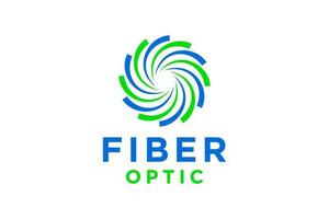 Optical fiber cable logo design. Internet connection vector design. Telecommunication and networking.