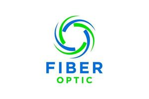 Optical fiber cable logo design. Internet connection vector design. Telecommunication and networking.