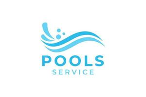 nadando piscina Servicio logo con limpieza piscina y mantenimiento concepto. vector