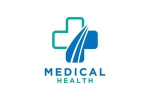 Modern Healthcare Medical Logo. Geometric Linear Rounded Cross Sign Health Icon. vector