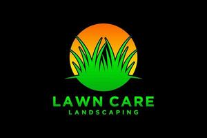 Lawn care, landscape, grass concept logo design template. vector