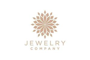 Luxurious jewelry with line art style logo icon design template. Elegant, gold, flat vector. vector