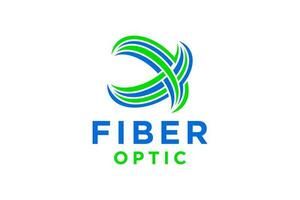Optical fiber cable logo design. Internet connection vector design. Telecommunication and networking.