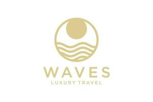 Luxury  line logo design with simple and modern shape of sea water wave. vector