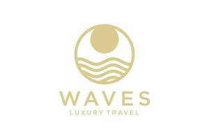 Luxury  line logo design with simple and modern shape of sea water wave. vector