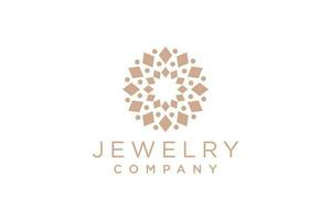 Luxurious jewelry with line art style logo icon design template. Elegant, gold, flat vector. vector