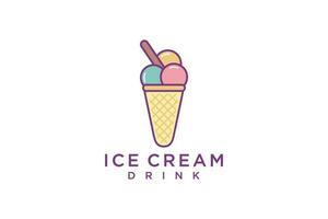 Ice cream premium logo. Kids friendly concept for tasty ice cream dessert. vector