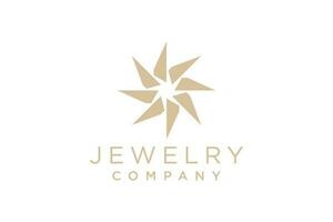 Luxurious jewelry with line art style logo icon design template. Elegant, gold, flat vector. vector