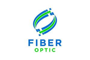 Optical fiber cable logo design. Internet connection vector design. Telecommunication and networking.