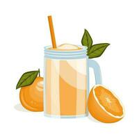 Glass of orange juice isolated on white background. Vector illustration