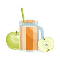 vaso de verde manzana Fruta jugo aislado en blanco antecedentes. vector ilustración