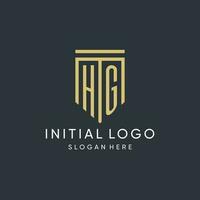 HG monogram with modern and luxury shield shape design style vector