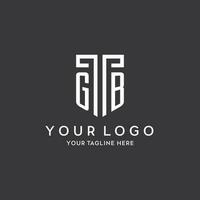 GB monogram initial name with shield shape icon design vector