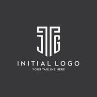 JG monogram initial name with shield shape icon design vector