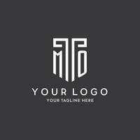 MO monogram initial name with shield shape icon design vector