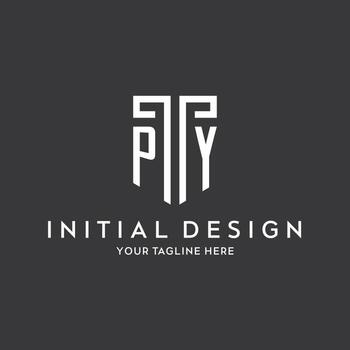 PY monogram initial name with shield shape icon design vector