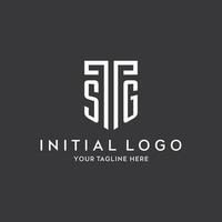 SG monogram initial name with shield shape icon design vector