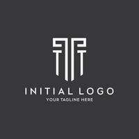 TT monogram initial name with shield shape icon design vector