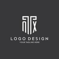 NX monogram initial name with shield shape icon design vector