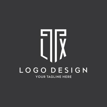 LX monogram initial name with shield shape icon design vector