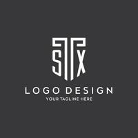 SX monogram initial name with shield shape icon design vector