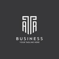 AR monogram initial name with shield shape icon design vector