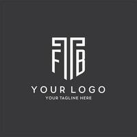 FB monogram initial name with shield shape icon design vector