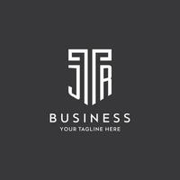 JR monogram initial name with shield shape icon design vector