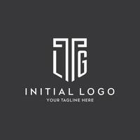 LG monogram initial name with shield shape icon design vector