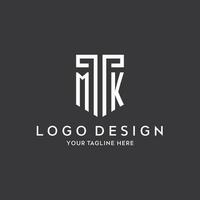 MK monogram initial name with shield shape icon design vector