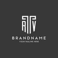 RV monogram initial name with shield shape icon design vector