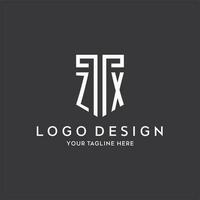 ZX monogram logo with geometric shield icon design 24304704 Vector