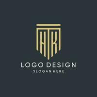 HK monogram with modern and luxury shield shape design style vector