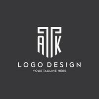 AK monogram initial name with shield shape icon design vector