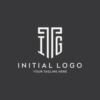 IG monogram initial name with shield shape icon design vector