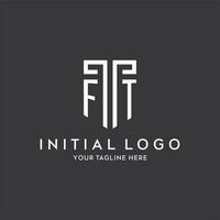 FT monogram initial name with shield shape icon design vector