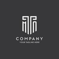 MN monogram initial name with shield shape icon design vector