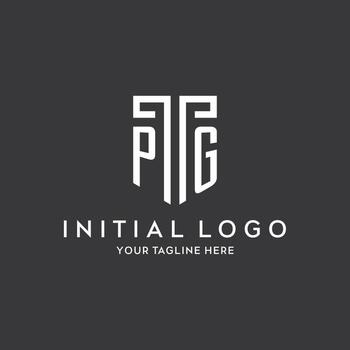 PG monogram initial name with shield shape icon design vector