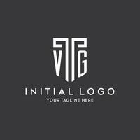 VG monogram initial name with shield shape icon design vector