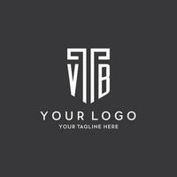 VB monogram initial name with shield shape icon design vector