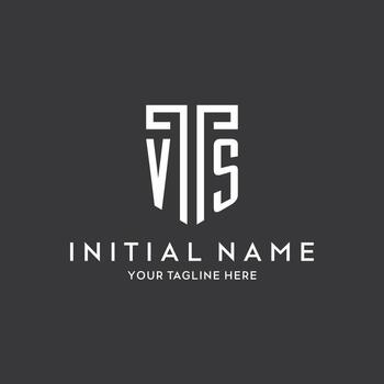 VS monogram initial name with shield shape icon design vector