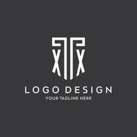 XX monogram initial name with shield shape icon design vector